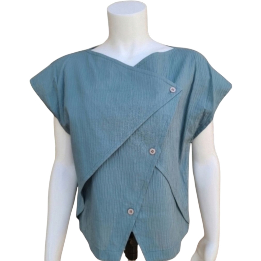VINTAGE 80s SHAMASK Textured Crop Top S Minimalist Avant Garde Industrial Boxy - Picture 15 of 16